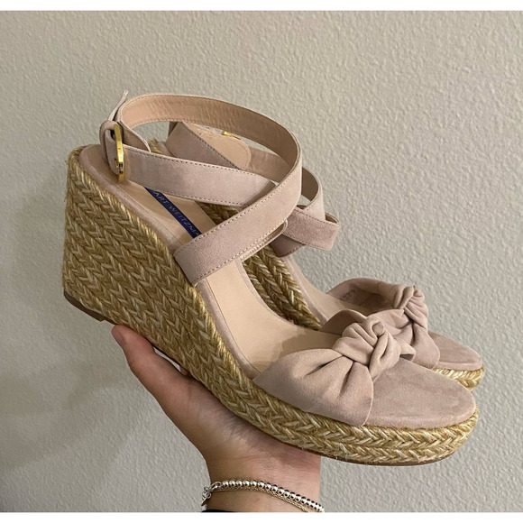 Stuart Weitzman Pink Suede Espadrilles wrap ankle sz 9 - Picture 2 of 9